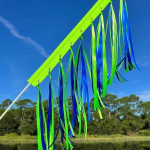 Bike Flag, Lime Green-Electric Blue, Cycling Flag, Recumbent Bike Flag, Mobility scooter flag, Trike flag, child safety flag