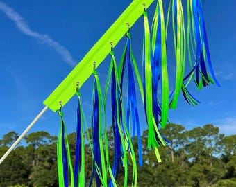 Bike Flag, Lime Green-Electric Blue, Cycling Flag, Recumbent Bike Flag, Mobility scooter flag, Trike flag, child safety flag