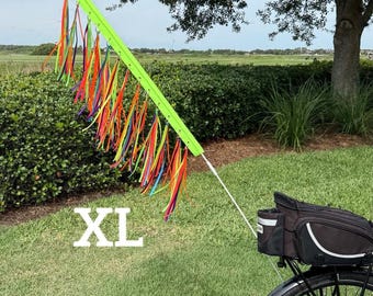 XL Cycling Flag, Lime Green with multi colors, Bike Flag, Recumbent Bike Flag, Mobility scooter flag, Trike flag, safety flag, flag