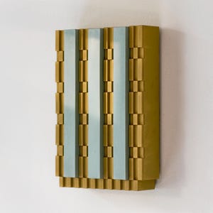Brutalistisk väggskulptur i mitten av århundradet, art déco-inspirerad