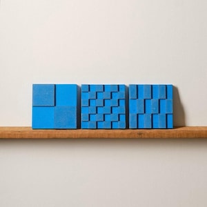 Handmade Brutalist Wall Sculptures – Minimalist Geometric Concrete Art Inspired by Bauhaus - Set of 3