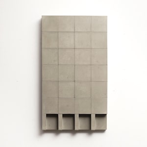 Handmade Brutalist Concrete Wall Art: Geometric Bauhaus Sculpture