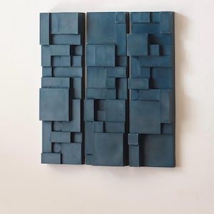 Brutalist handmade wall art - Concrete textured panels - architectural art