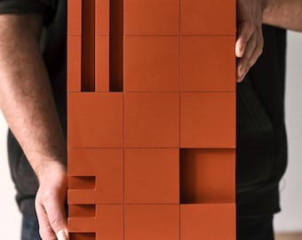 Brutalist Concrete Wall Object - Graphic Architectural Art