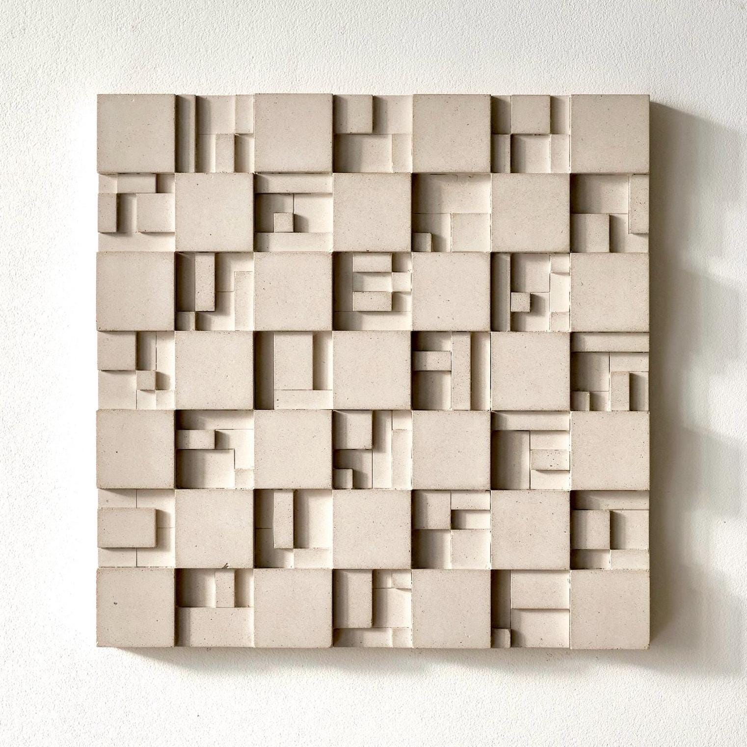 Brutalist Bauhaus Wall Art – Geometric Concrete Relief