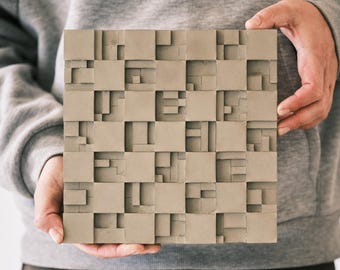 Brutalist Bauhaus Wall Art – Geometric Concrete Relief