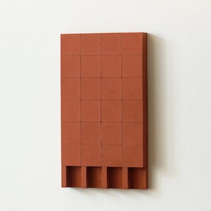 Handmade Brutalist Concrete Wall Art: Geometric Bauhaus Sculpture