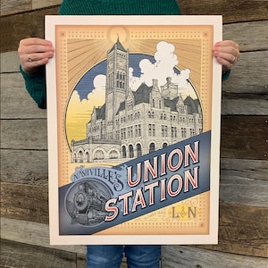 BARGAIN: Nashville Union Station Vintage Travel Poster 18x24 by Anderson Design Group | 18x24 Art Print (frame not included)