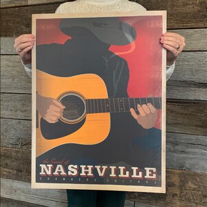 BARGAIN: Nashville Chambers Guitar Travel Poster 18x24 by Anderson Design Group | Music City Vintage Poster 18x24 Print (frame not included)