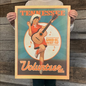 BARGAIN: Nashville Tennessee Volunteers Vintage Travel Poster 18x24 by Anderson Design Group | 18x24 Art Print (frame not included)