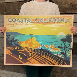 BARGAIN: California Vintage Travel Poster 18x24 by Anderson Design Group | CA Coastline Vintage Poster 18x24 Print (frame not included)
