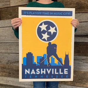 BARGAIN: Nashville Hockey Vintage Travel Poster 18x24 by Anderson Design Group | Nashville Hockey | 18x24 Art Print (frame not included)