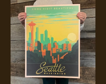 BARGAIN: Seattle Washington Vintage Travel Poster 18x24 by Anderson Design Group | Seattle 18x24 Art Print (frame not included)