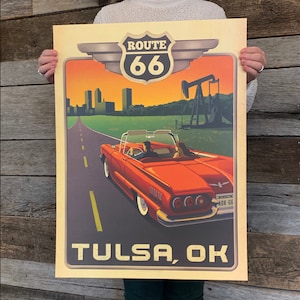 BARGAIN: Tulsa Oklahoma Vintage Travel Poster 18x24 by Anderson Design Group | Route 66 18x24 Art Print (frame not included)