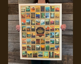 BARGAIN: 59 National Parks Travel Poster 18x24 by Anderson Design Group | National Parks Vintage Poster 18x24 Print (frame not included)