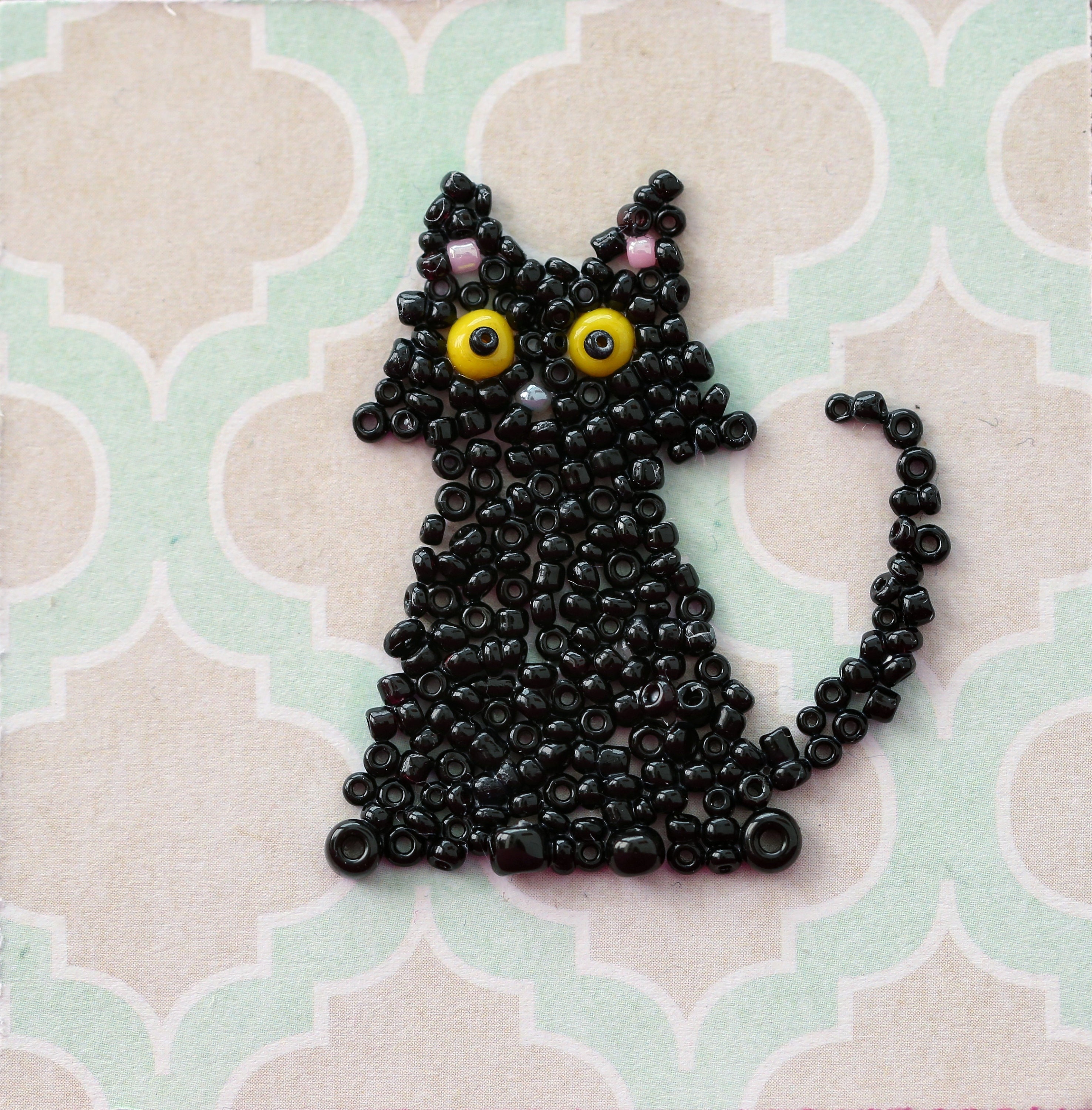Miniature Black Cat Funny black Cat bead art Gift for Cat Etsy