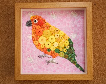 Colorful Sun Conure Mosaic Art: Perfect Gift for Parrot Lovers