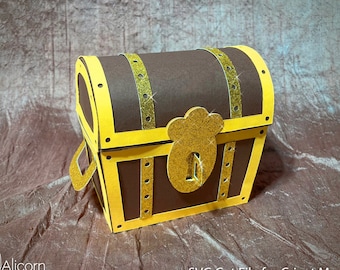Cricut 3D Paper Treasure Chest Favor Box SVG Cut File Pirate Party Decor Birthday