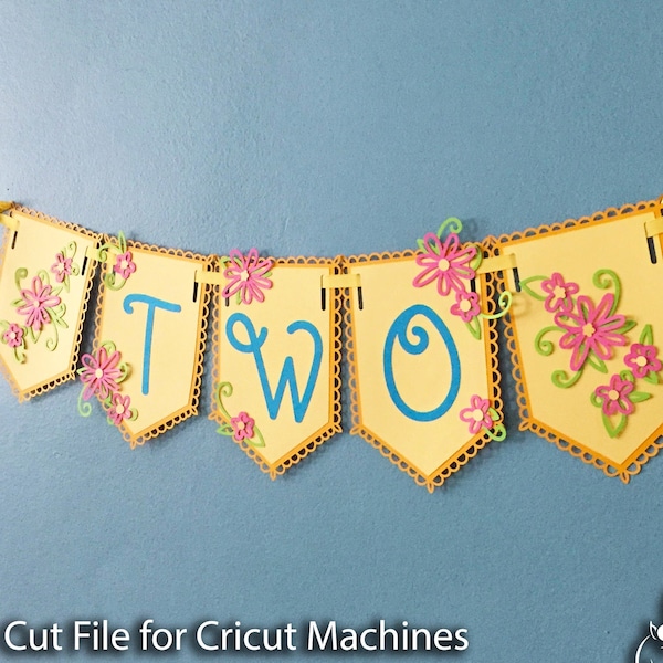 Spring Flower Banner Bunting SVG File Cut File for Cricut Kids Birthday Party Decor