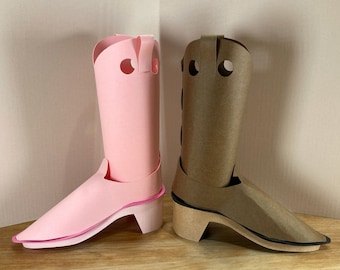 Archivo SVG de botas vaqueras de papel 3D para Cricut: Decoración para fiestas del Oeste (Descarga digital)