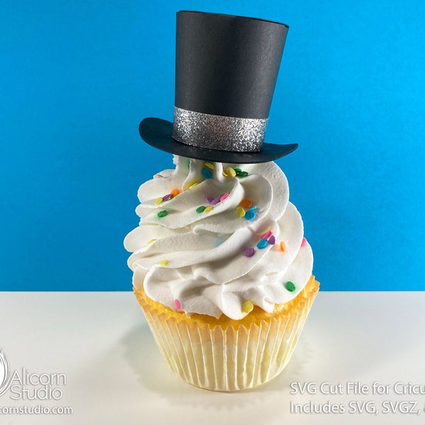 3D Papel Sombrero de copa SVG Archivo de corte para Cricut Cupcake Topper Party Decor