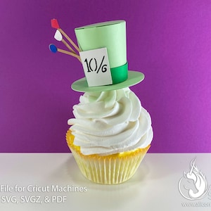 3D Paper Mad Hatter Alice in Wonderland SVG File Cut File for Cricut Cupcake Topper Tea Birthday Party Decor