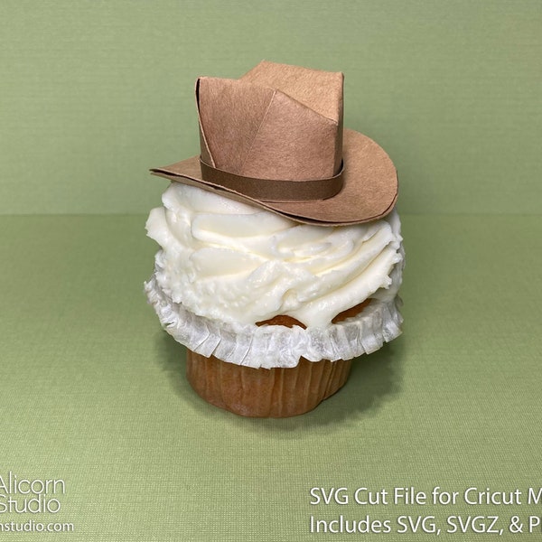 Mini 3D Cowboy Hat Cowgirl SVG fichier papier coupe fichier pour Cricut Cupcake Topper anniversaire Party Decor Country Western