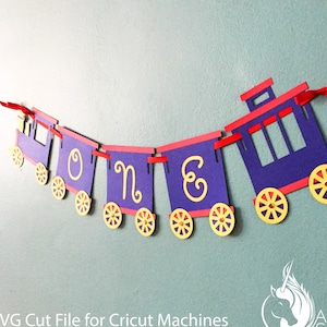 Train Banner Bunting SVG File Cut File for Cricut Kids Birthday Party Decor