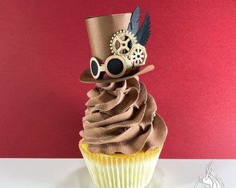 3D Paper Steampunk Top Hat SVG File Cut File for Cricut Cupcake Topper Steam Punk Vintage Party Decor
