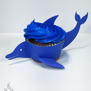 3D Papier Delfin-Ozean-Tiere Cupcake Wrapper-SVG Papierschnitt Datei für Cricut Geburtstag Party Dekor