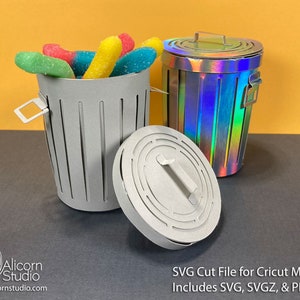 Lixeira de papel 3D-arquivo SVG arquivo de corte de papel para caixa de lembranças de decoração de festa de aniversário Cricut