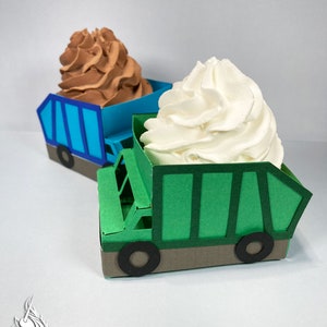 Garbage Truck SVG Cricut Cut File 3D Paper Favor Cupcake Wrap Liner Wrapper Birthday Party Decor