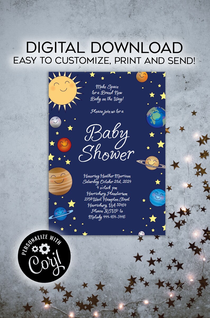 Outer Space Baby Shower Invitation Editable Digital Etsy