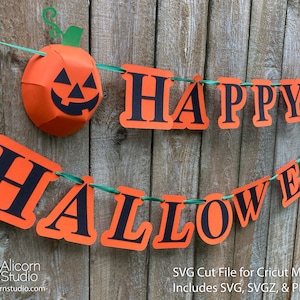 Halloween Cricut SVG 3D Paper Jack o Lantern Pumpkin Banner Bunting Cut File for Decor