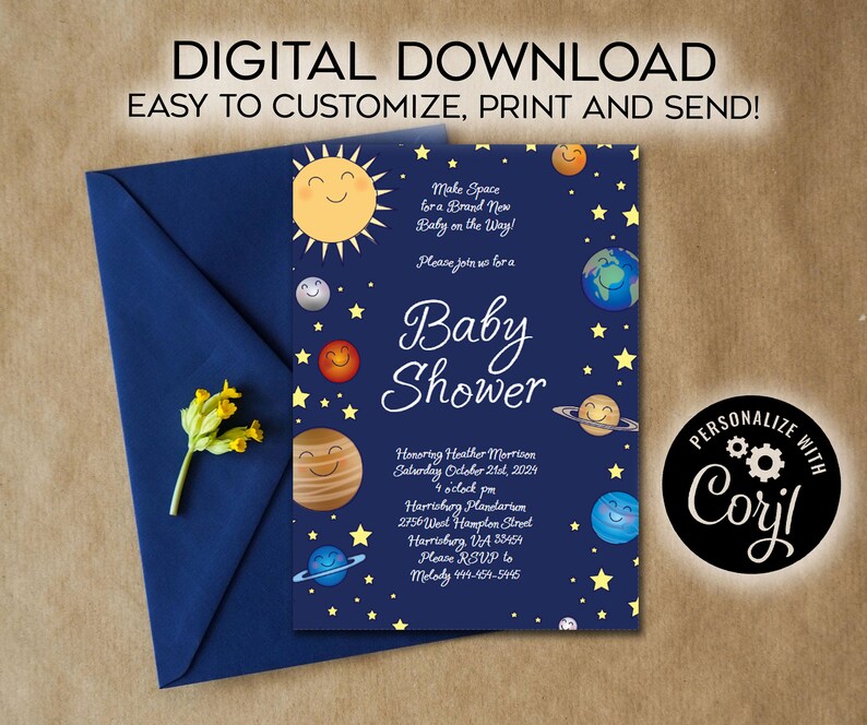 Outer Space Baby Shower Invitation Editable Digital Etsy