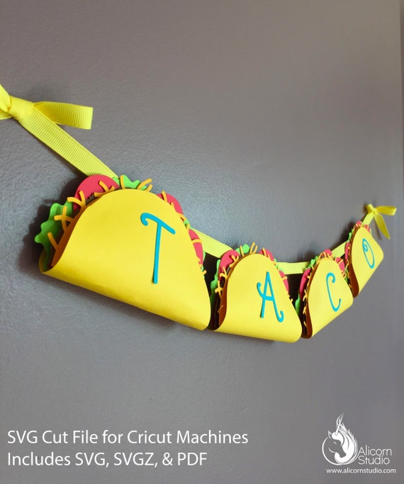 Download 3d Paper Taco Banner Bunting Svg File Cut File For Cricut Etsy