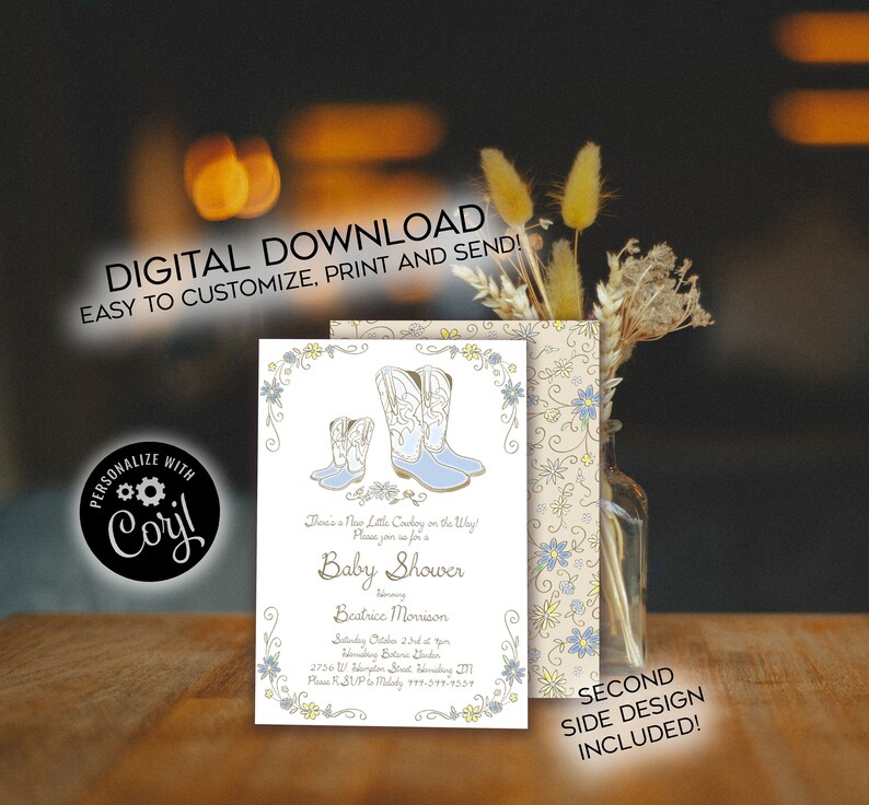 Cowboy Baby Shower Invitation Editable Digital Country Western Etsy