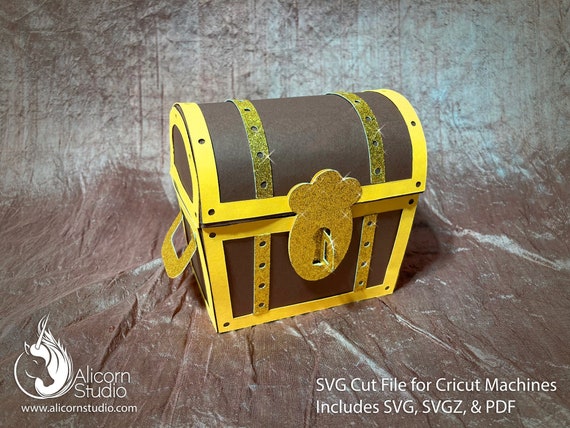 3D Paper Treasure Chest Favor Box SVG Cut File Cricut Pirate Party