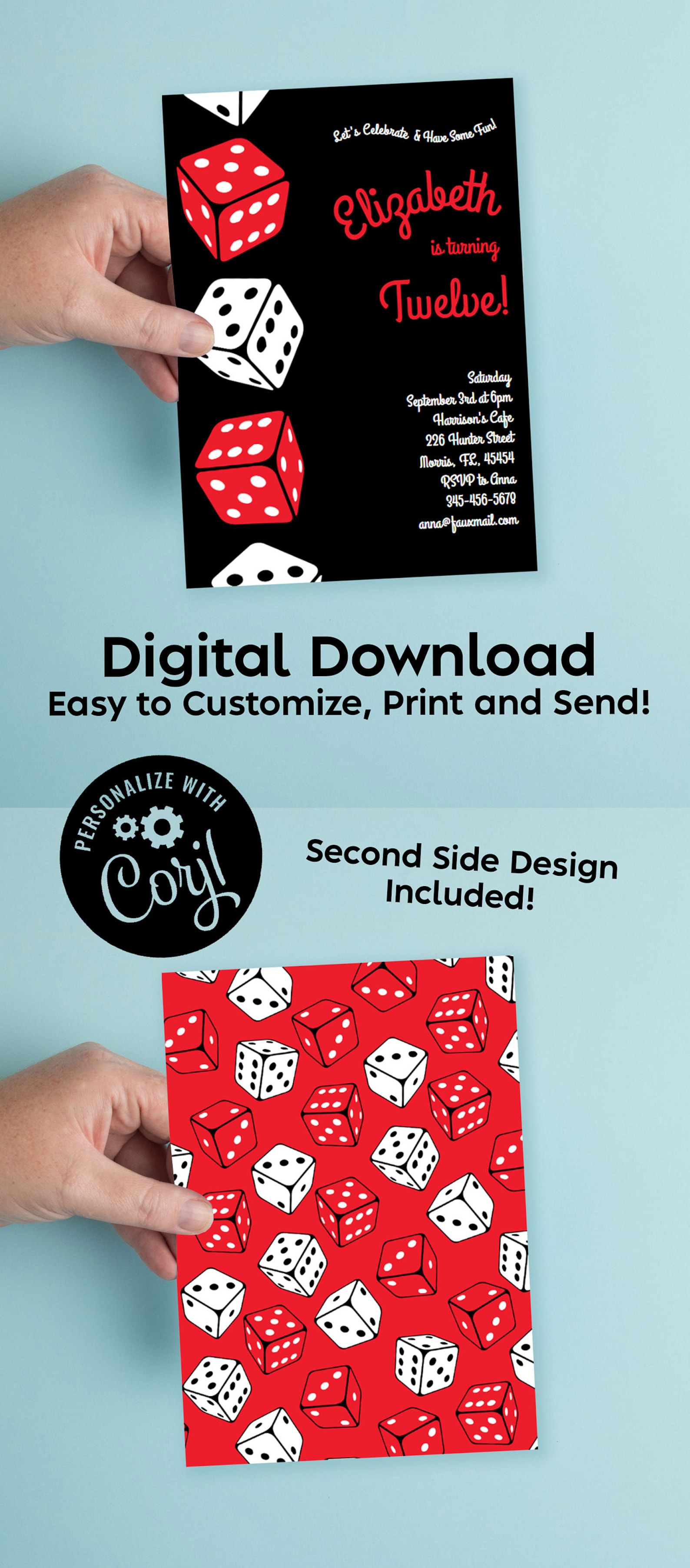 Dice Board Games Birthday Party Invitation Editable Digital Etsy