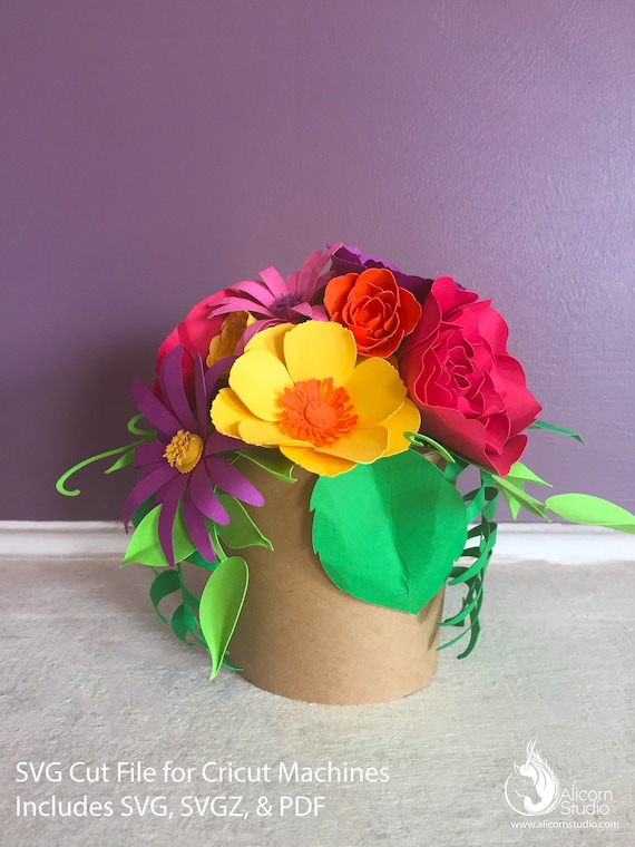 Download Spring Paper Flower Pot Svg File Cut File For Cricut Party Etsy