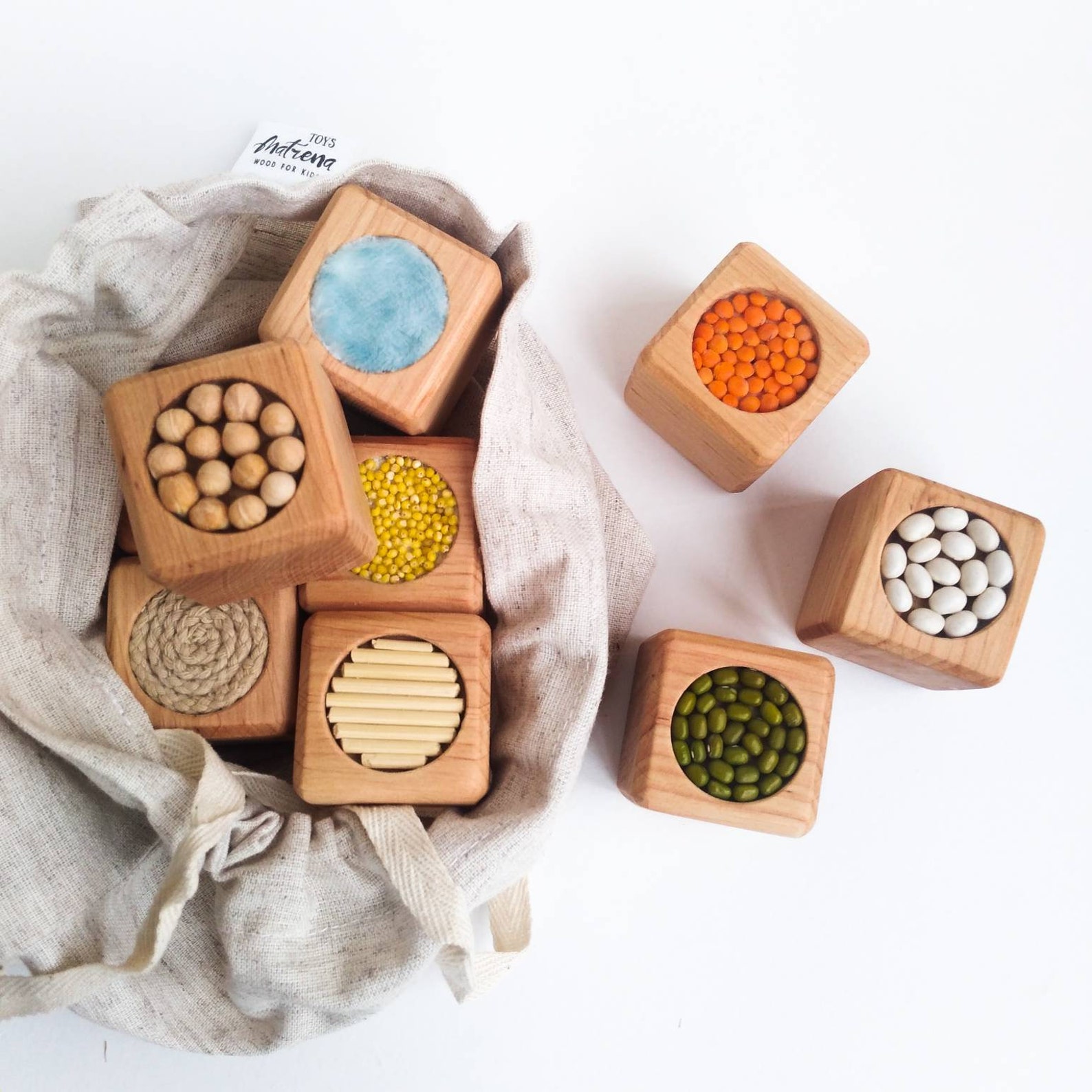 Sensory cubes for babies Wooden blocks Montessori tactile Etsy