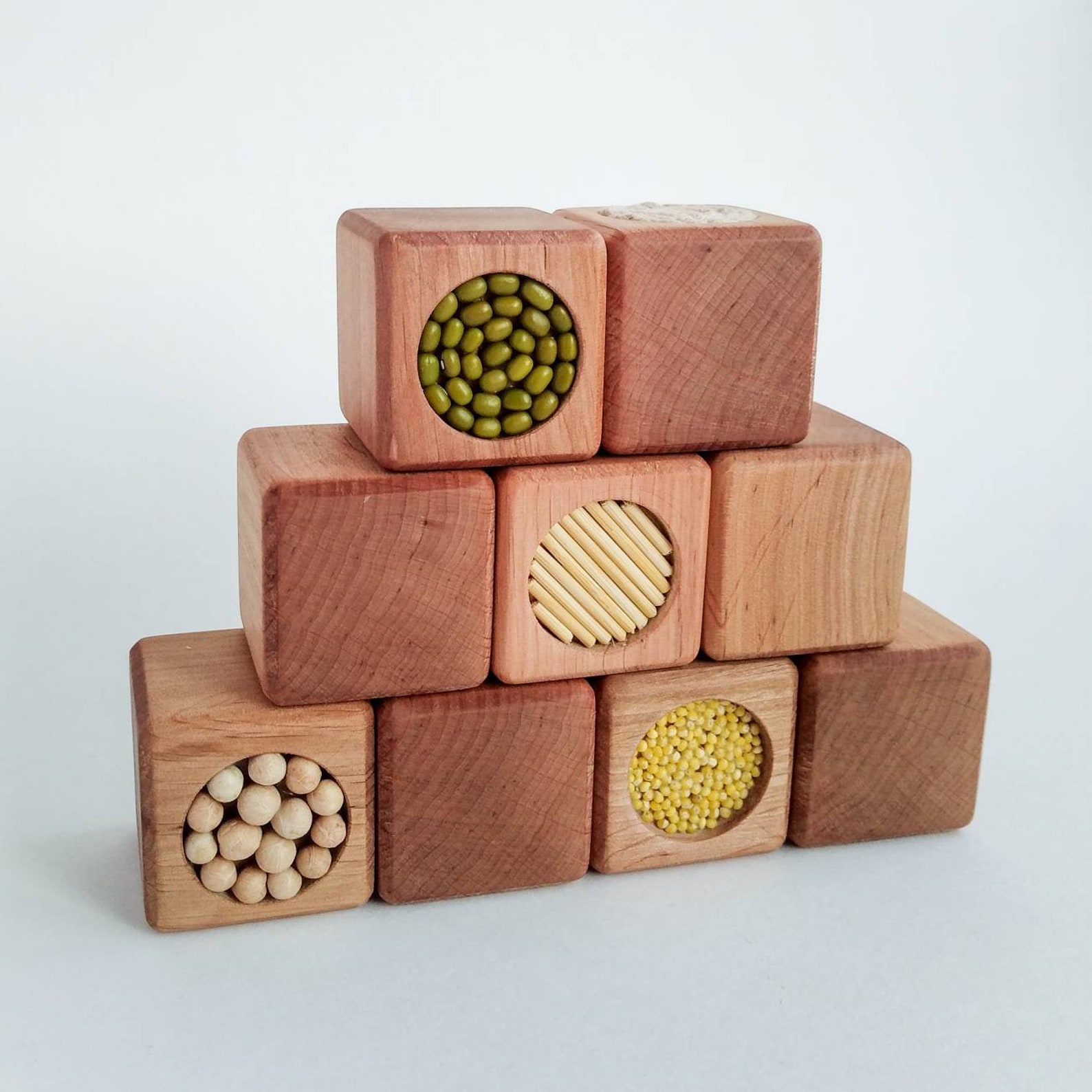 Sensory cubes for babies Wooden blocks Montessori tactile Etsy