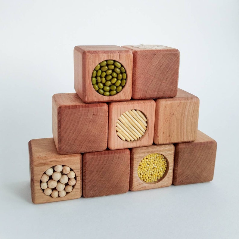 Sensory cubes for babies Wooden blocks Montessori tactile Etsy