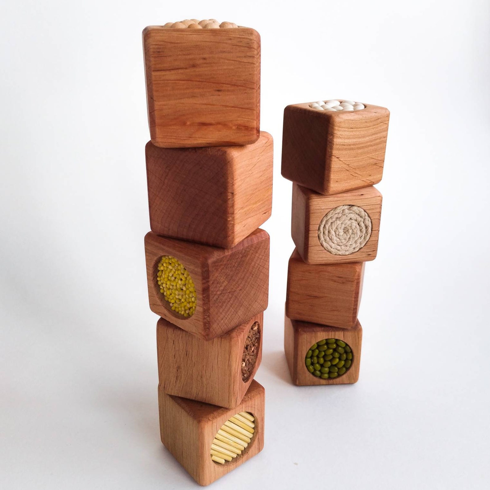 Sensory cubes for babies Wooden blocks Montessori tactile Etsy