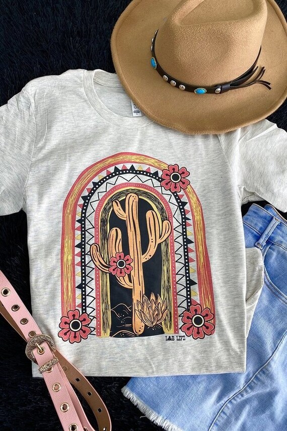 Rainbow Cactus T-shirt | Etsy