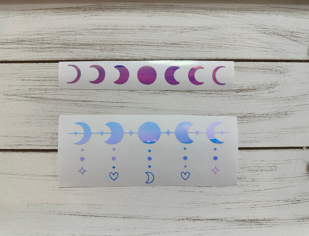 Holographic Moon Phases Vinyl Sticker Moon Phases Stickers Etsy