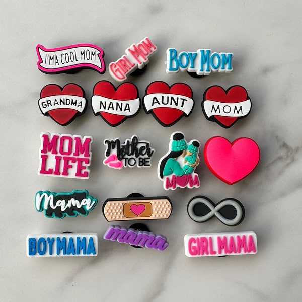 clog compatible charms for mom, mom charms for your crocs, croc compatible mom charms, popular mom bun shoe charms, charms to decorate crocs