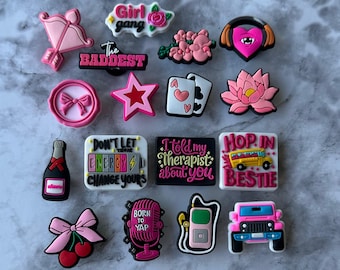 Cute pink charms for Crocs, Croc compatible show charms, pink charms, clog charms