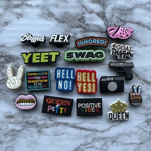 Clog compatible charms, Trending charms for shoes, shoe charms, trending shoe decor, shoe jewelry, diy personalized shoe charms,