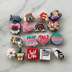 Shoe charms for your Crocs, self love and meditation charms, trending croc compatible clog charms, melanin magic shoe charms